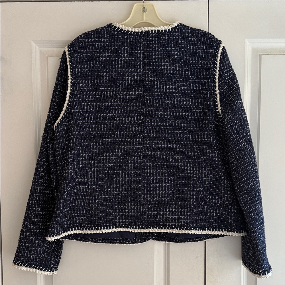 Nanette Lepore Navy & White Tweed Blazer - Picture 2 of 3